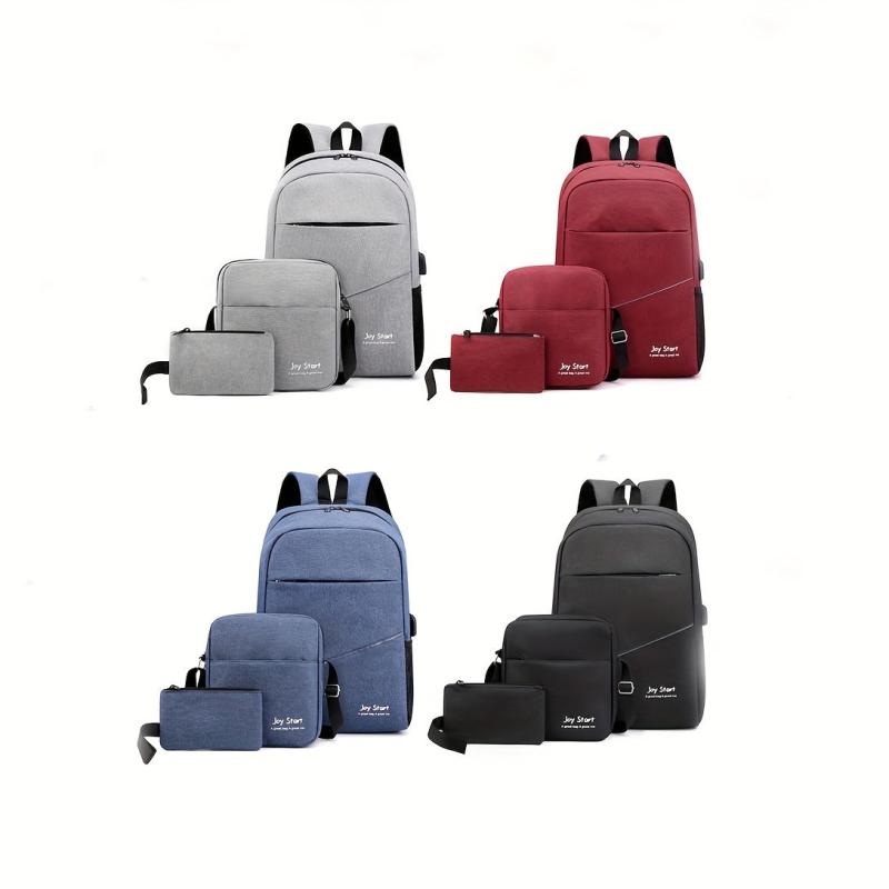 3Pcs Laptop Backpack Set School Bag Crossbody Bag & Coin Purse