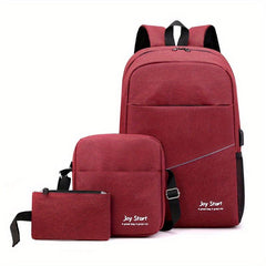 3Pcs Laptop Backpack Set School Bag Crossbody Bag & Coin Purse