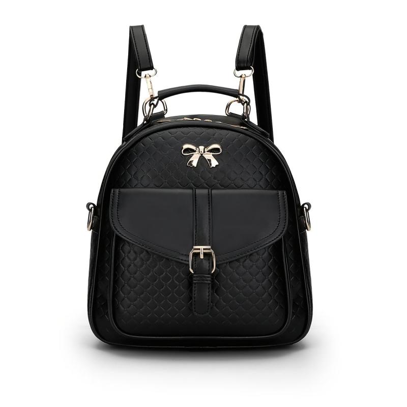Casual Bow Decor Backpack Women's Double Zipper Embossed Shoulder Bag