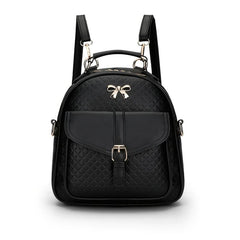 Casual Bow Decor Backpack Women's Double Zipper Embossed Shoulder Bag