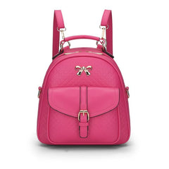 Casual Bow Decor Backpack Women's Double Zipper Embossed Shoulder Bag
