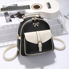 Casual Bow Decor Backpack Women's Double Zipper Embossed Shoulder Bag