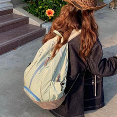 Letter Embroidery Backpack Schoolbag for Teen Students