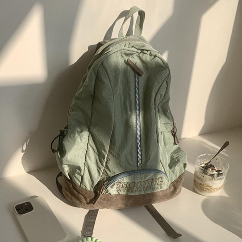 Letter Embroidery Backpack Schoolbag for Teen Students