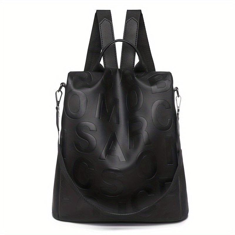 Embossed Letter Backpack for Women Casual Travel Rucksack