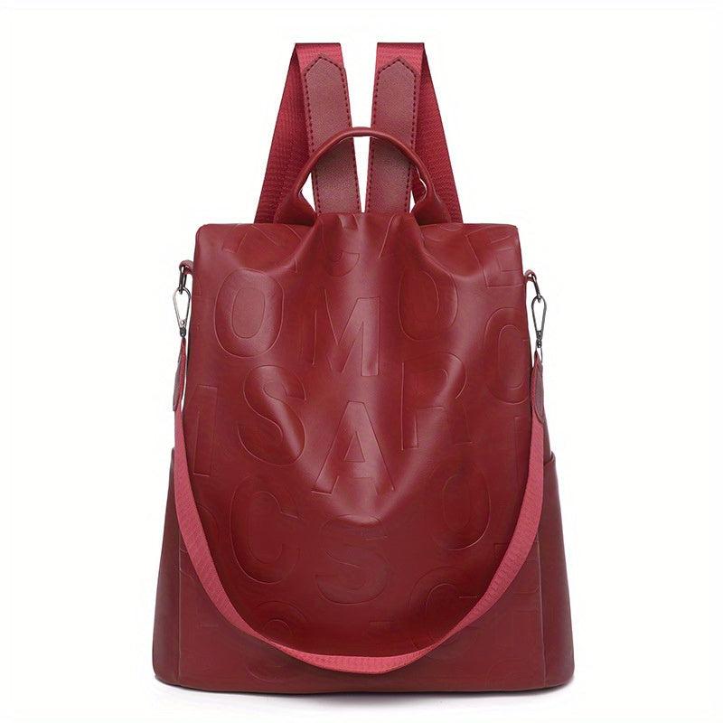 Embossed Letter Backpack for Women Casual Travel Rucksack