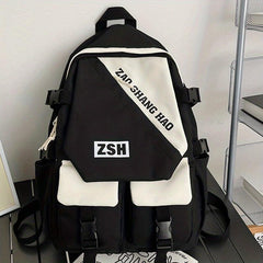 Casual Zipper Backpack Large Capacity Rucksack School Bag