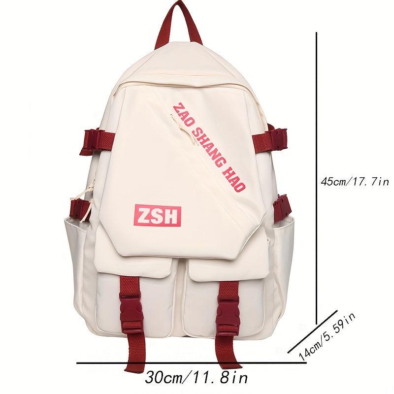 Casual Zipper Backpack Large Capacity Rucksack School Bag