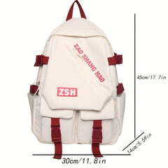 Casual Zipper Backpack Large Capacity Rucksack School Bag