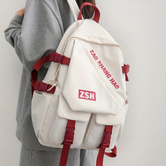 Casual Zipper Backpack Large Capacity Rucksack School Bag