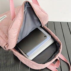 Flower Embroidery Backpack Women Preppy Style School Bag Travel Bookbag