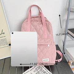 Flower Embroidery Backpack Women Preppy Style School Bag Travel Bookbag