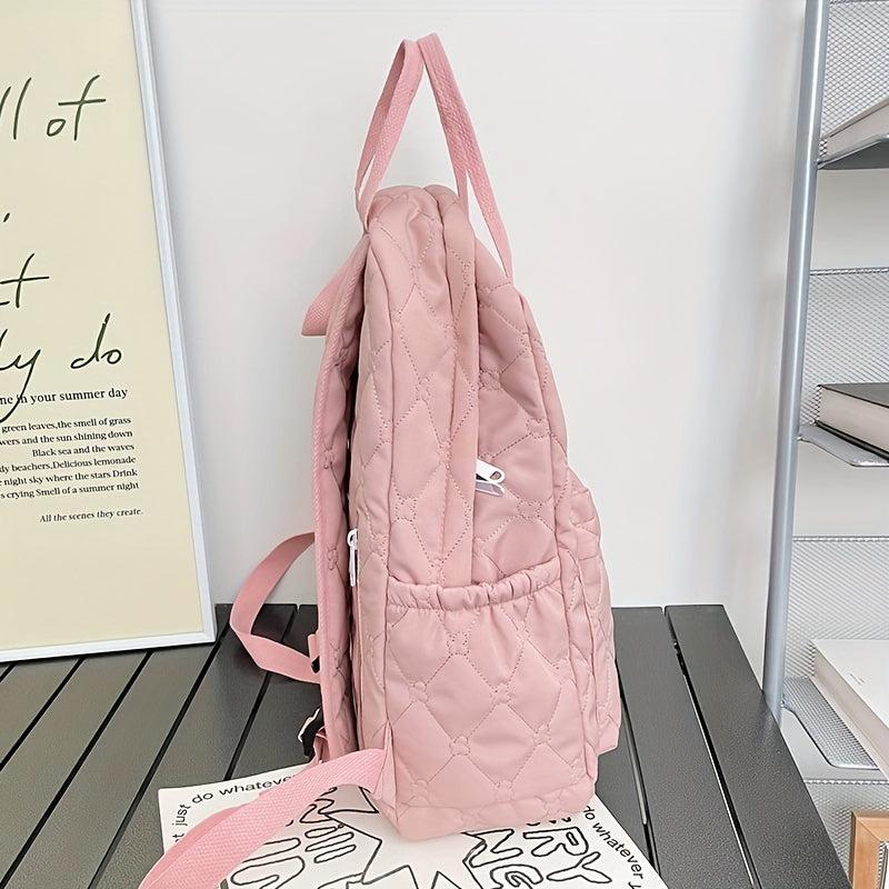 Flower Embroidery Backpack Women Preppy Style School Bag Travel Bookbag