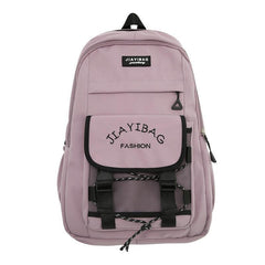 Letter Embroidery Zipper Backpack Drawstring Bookbag