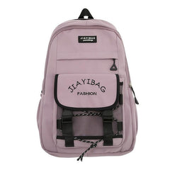 Letter Embroidery Zipper Backpack Drawstring Bookbag
