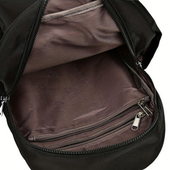 Waterproof Nylon Backpack: Solid Casual Travel Rucksack