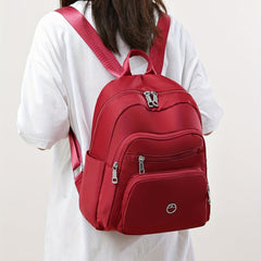 Waterproof Nylon Backpack: Solid Casual Travel Rucksack