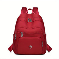 Waterproof Nylon Backpack: Solid Casual Travel Rucksack