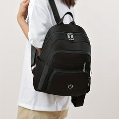Waterproof Nylon Backpack: Solid Casual Travel Rucksack