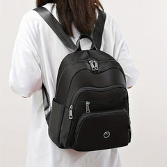 Waterproof Nylon Backpack: Solid Casual Travel Rucksack