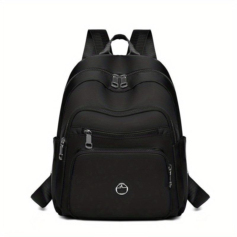 Waterproof Nylon Backpack: Solid Casual Travel Rucksack
