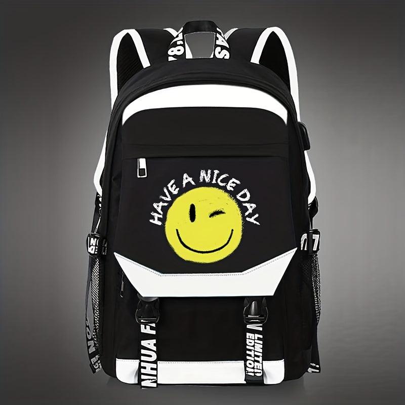 Cartoon Smile Face Backpack Lightweight Rucksack