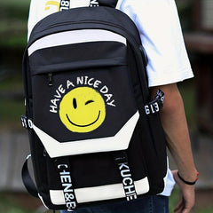 Cartoon Smile Face Backpack Lightweight Rucksack