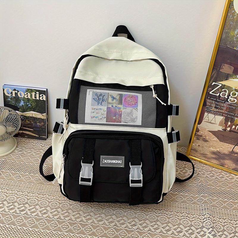 Mesh Pockets Front Backpack Laptop Rucksack Travel Schoolbag