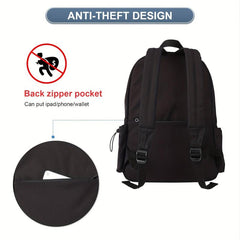 Solid Laptop Backpack Preppy Style Lightweight Travel Bookbag