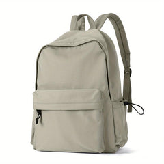 Solid Laptop Backpack Preppy Style Lightweight Travel Bookbag