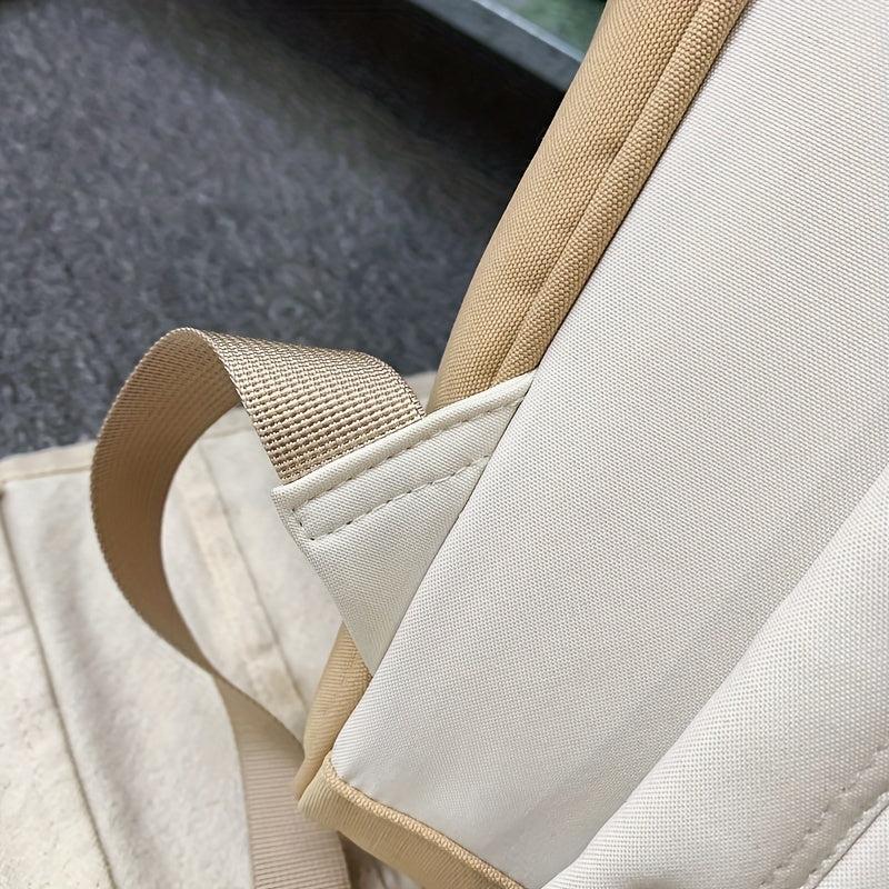 Casual Colorblock Zipper Backpack Large Capacity Rucksack