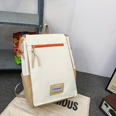 Casual Colorblock Zipper Backpack Large Capacity Rucksack