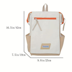 Casual Colorblock Zipper Backpack Large Capacity Rucksack