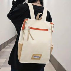 Casual Colorblock Zipper Backpack Large Capacity Rucksack