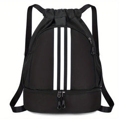 Striped Nylon Gym Backpack Waterproof Daypack