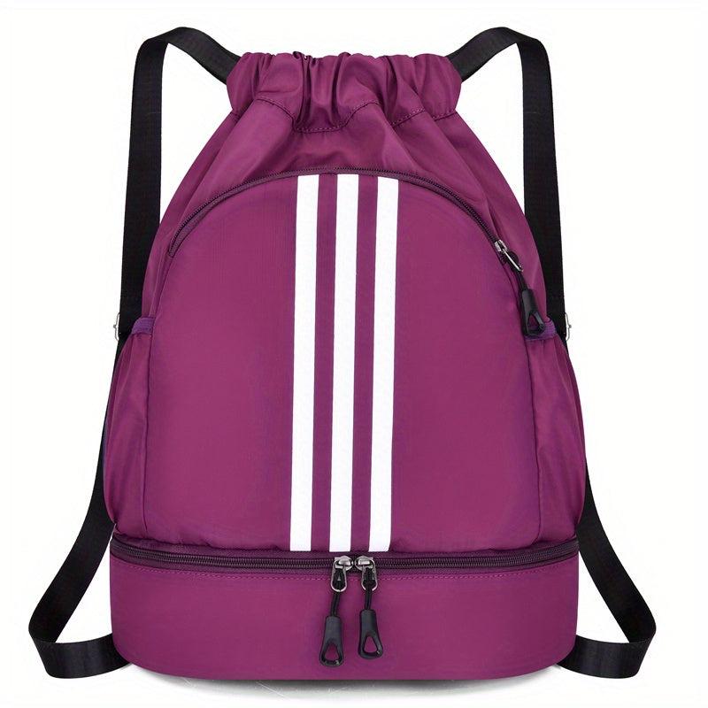 Striped Nylon Gym Backpack Waterproof Daypack