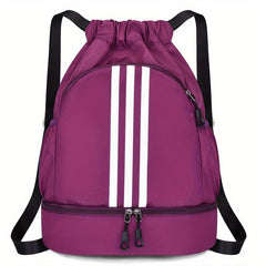 Striped Nylon Gym Backpack Waterproof Daypack