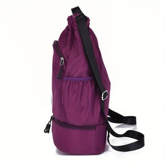 Striped Nylon Gym Backpack Waterproof Daypack