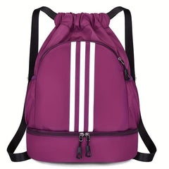 Striped Nylon Gym Backpack Waterproof Daypack