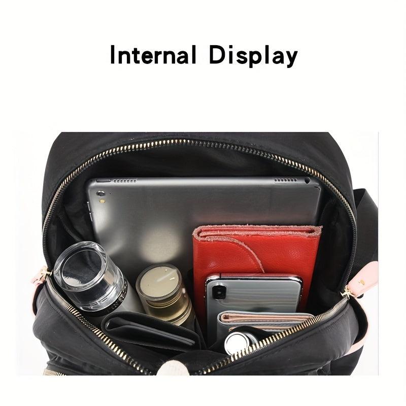 Colorblock Zipper Backpack School Bag Lightweight Travel Daypack