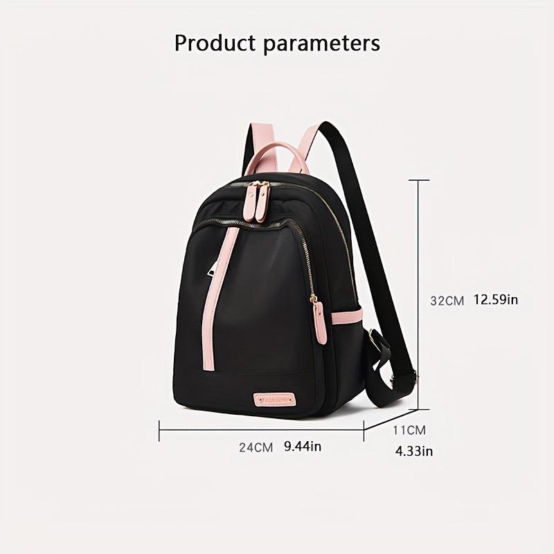 Colorblock Zipper Backpack School Bag Lightweight Travel Daypack