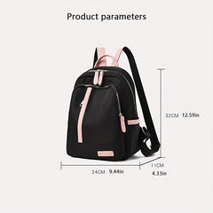 Colorblock Zipper Backpack School Bag Lightweight Travel Daypack