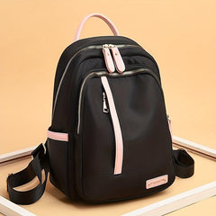 Colorblock Zipper Backpack School Bag Lightweight Travel Daypack