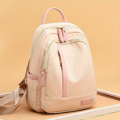 Colorblock Zipper Backpack School Bag Lightweight Travel Daypack