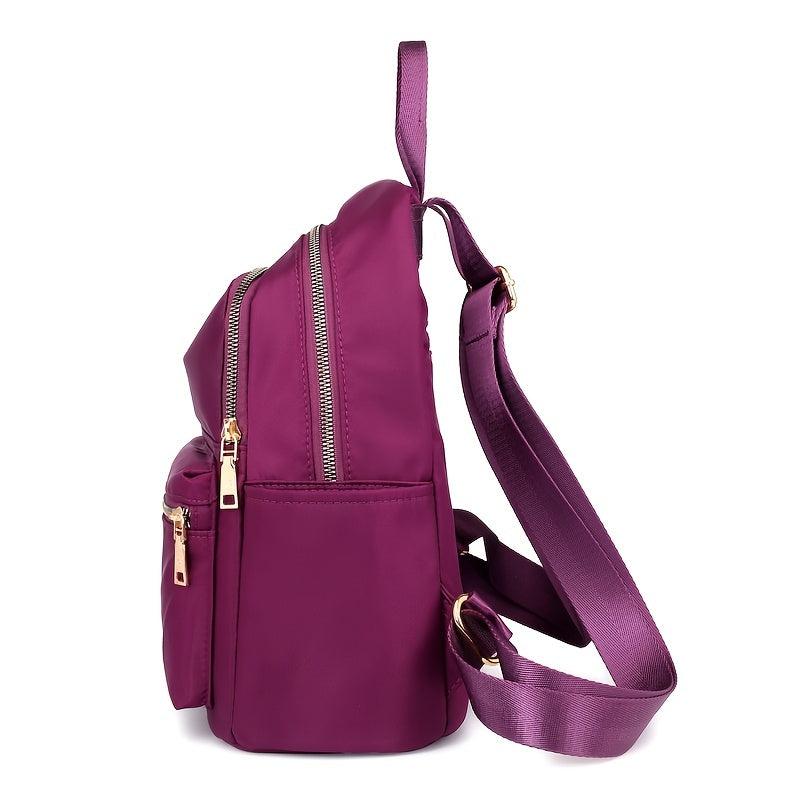 Preppy Style Solid Zipper Backpack with Adjustable Strap