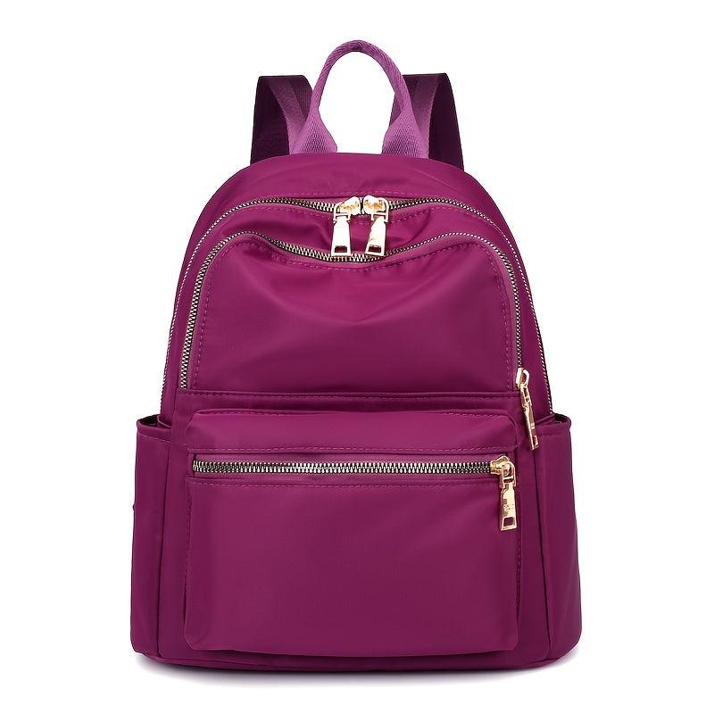 Preppy Style Solid Zipper Backpack with Adjustable Strap