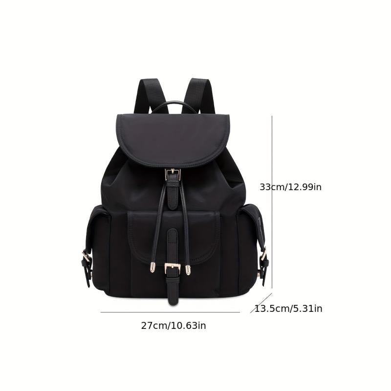 Oxford Cloth Flap Backpack Drawstring Daypack Lightweight Travel School Bag
