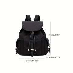 Oxford Cloth Flap Backpack Drawstring Daypack Lightweight Travel School Bag