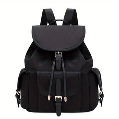 Oxford Cloth Flap Backpack Drawstring Daypack Lightweight Travel School Bag