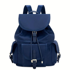 Oxford Cloth Flap Backpack Drawstring Daypack Lightweight Travel School Bag